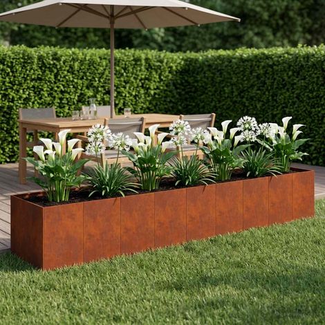 vidaXL Cache-pot de jardin Rouillé 360 x 80 x 60 cm Acier patiné (1/5)