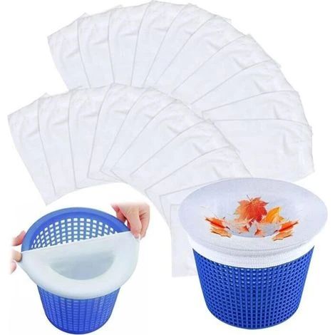 Lot de 20 chaussettes filtrantes réutilisables pour skimmer de piscine, accessoires pour skimmers de piscine (1/4)