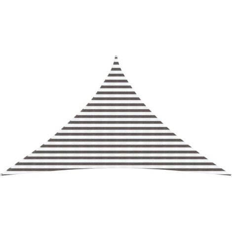 Voile d'ombrage gris clair et blanc, 4 x 4 x 5,8 mètres, en polyéthylène haute densité. (1/5)