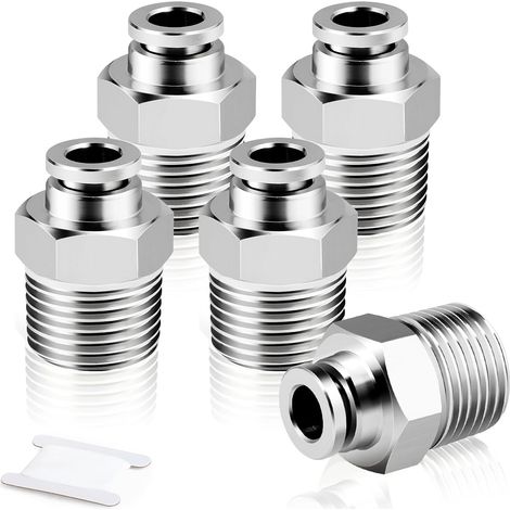 Acier inoxydable 304 Raccords mâles droits pour tubes de 8mm OD x 1/2 BSP PC8-04 (Paquet 2) - 6mm Tube 3/8 (1/5)