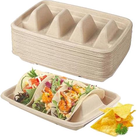 50 porte-tacos jetables biodégradables -- (1/5)