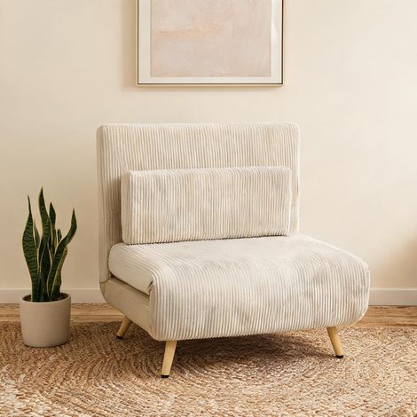 Fauteuil convertible en tissu cord avec fonction lit en polyester (1/5)