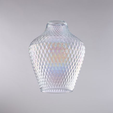 diffusore in vetro soffiato trasparente con decoro in rilievo H.27 - Ø21