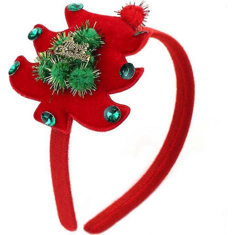Décoration de Noël Serre-tête sapin en peluche Célébration de festival Coiffe Accessoires de fête de Noël, rouge (1/5)