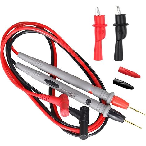 Juego de 2 multímetros de 1000 V y 20 A, con sonda y cable de silicona de 1 m, doble aislamiento. (1/5)
