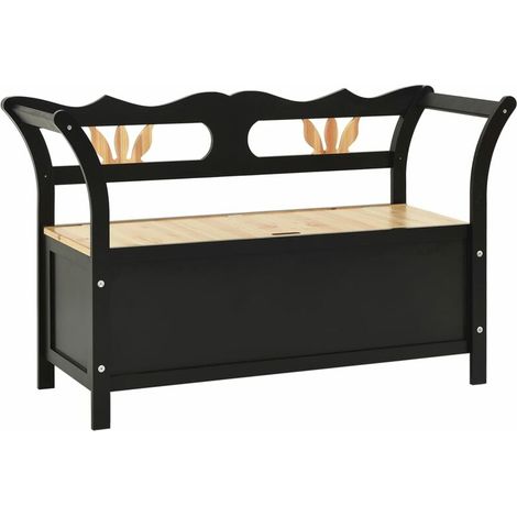 Banc Noir 107x45x75,5 cm Bois de sapin solide vidaXL