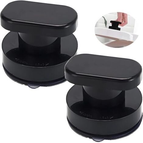 Lot de 2 poignées de porte adhésives noires Forte ventouse Pour porte en verre, tiroir, armoire, réfrigérateur, balcon (1/5)