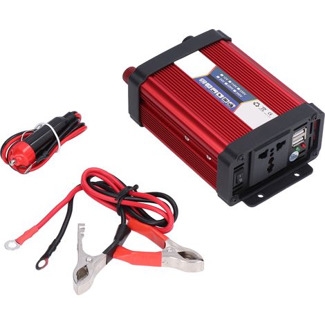 Convertisseur de courant pour voiture avec onde sinusoïdale corrigée, alimentation allume-cigare, adaptateur convertisseur de charge USB, 1000 W, 12 V vers 220 V (1/5)