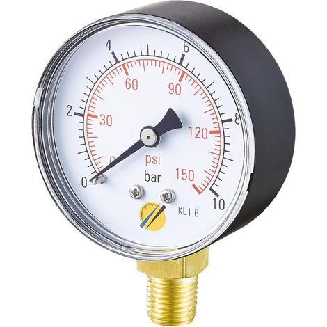 Manomètre sec Radial 0 + 6 bars 1/4" - Ø63