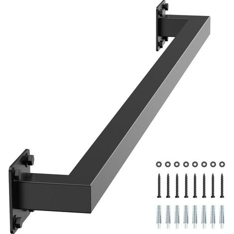 Main Courante d'Escalier Murale 1215 mm Rampe Tube Carré en Acier au Carbone Noir Charge 113,4 kg pour Intérieur Loft (1/5)