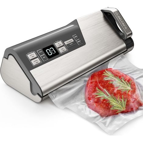 Machine de mise sous vide 95kPa 140W, scelleuse alimentaire à une main avec poignée ergonomique, double bande de scellage, coupeur intégré, rangement, écran LED, 2 rouleaux inclus (1/5)