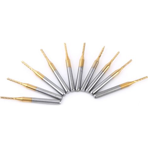 10 fraises à bout de 1,5 mm pour gravure CNC sur circuit imprimé, revêtement en tungstène, queue de 1/8". (1/5)