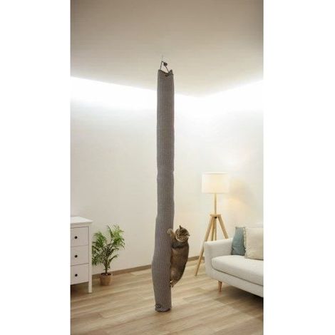 Sac d'escalade pour chat gris – Tapis sisal résistant – Installation suspendue – Dimensions 16x16x240 cm – Confort optimal pour intérieur – Kerbl