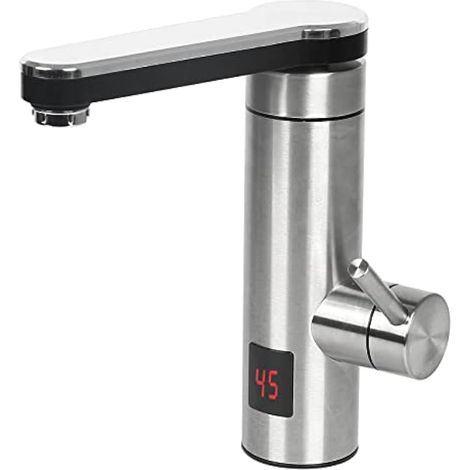 Robinet électrique avec chauffe-eau, en acier inoxydable, rotatif à 360°, affichage de la température LCD, chauffe-eau instantané, robinet de cuisine, chauffe-eau instantané (A) [Classe énergétique A] (1/5)