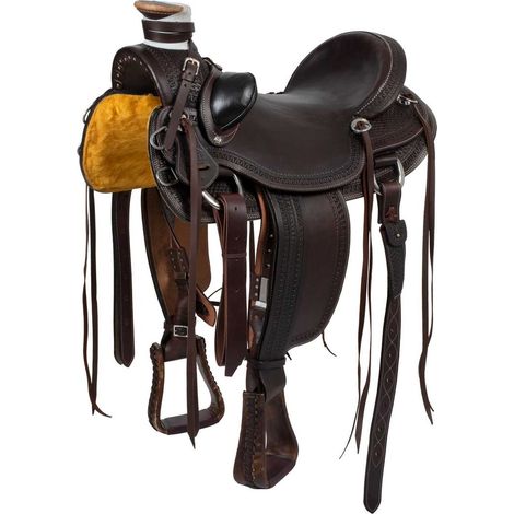 17", marrone Oliato: Sella western da Wade con arcione in fibra di vetro rinforzato in poliuretano, FQHB 7" paletta 5" e seduta profonda (1/5)