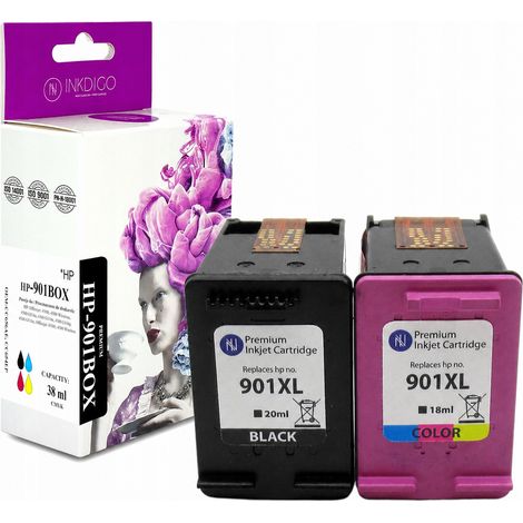 Tinta Inkdigo 901XL compatible con HP OfficeJet 4500 J4524 4500Wireless con certificación TÜV. (1/5)