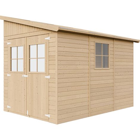 Wooden Garden Lean To Shed (no side wall) - W7ft x L10ft x H8ft Timber Shiplap Shed - Garden Workshop - Outdoor garden shed with impregnated floor - TIMBELA M339+M339G (1/5)