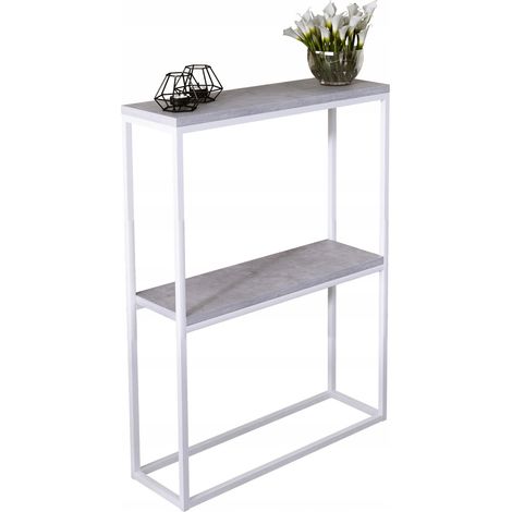 Consola doble recibidor 60x20 fabricada con perfiles 15x15 Hormigón Claro Mate Blanco (1/3)