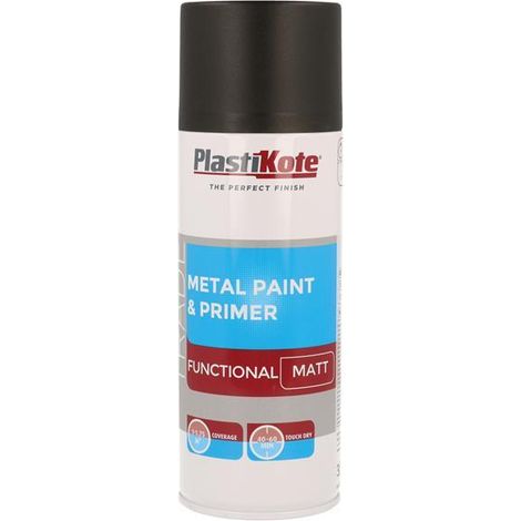 PlastiKote 440.0071023.076 Trade Metal Spray Paint & Primer in Matte Black, 400ml (PKT71023) (1/3)