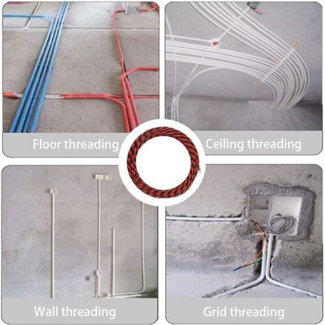 Aiguille tire-câble électrique - - 15 m - 2 ressorts de guidage - Passe spiralé flexible (1/4)
