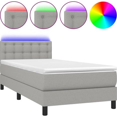 Maison Exclusive - Cama box spring colchón y luces LED tela gris (1/5)