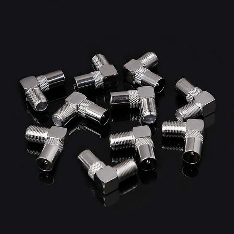 10 connecteurs coudés à 90° (femelle vers mâle coaxial RF) Aeri (1/4)