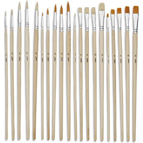 20 pinceaux - Plat - Rond - Acrylique et huile - Manche long - Fibres naturelles et synthétiques - Pébéo