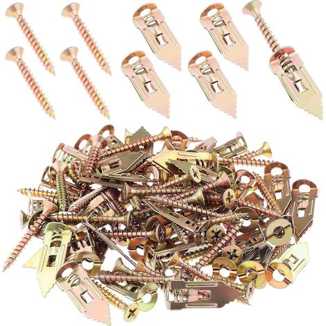 100 Ensemble Cheville avec Vis pour Plaques de Plâtre, Cheville Beton Vis Cheville Placo, Cheville Expansion Cheville et Vis Fixations pour Murale en Plaques de Plâtre (1/5)