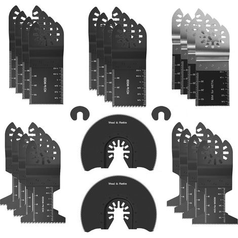 24-teiliges universelles Oszillationssägeblatt-Set, Schnellverschluss-Zubehör, kompatibel mit Fein Multimaster, Bosch, Dewalt, Dremel, Ryobi, Makita und mehr zum Holz- und Metallschneiden (1/4)