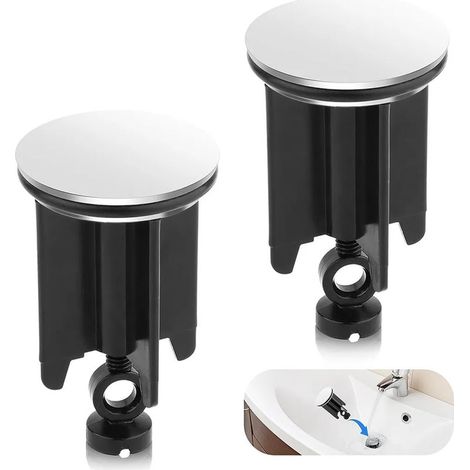 Lot de deux bouchons de lavabo diamètre quarante millimètres bonde d évier pour salle de bain et cuisine bouche trou (1/5)