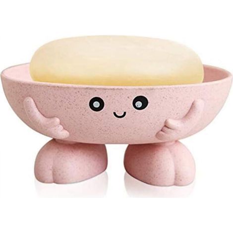 Seifenschale, niedliche Cartoon-Seifenschale für Bad und Küche, Badewanne, Waschbecken, rutschfestes Design, hübsche Seifenschale (rosa)