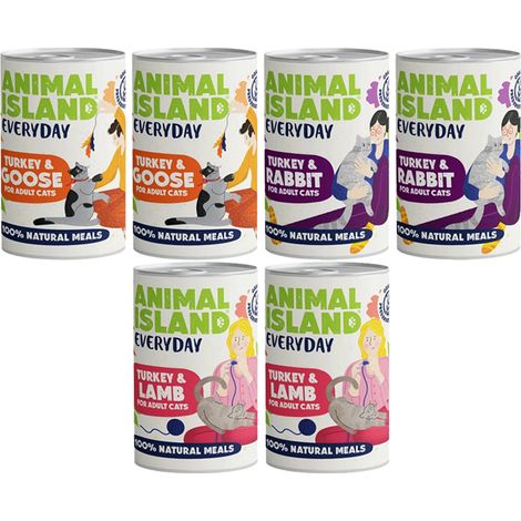 Alimento húmedo para gatos Animal Island, mezcla de sabores, 6 x 400 g. (1/2)