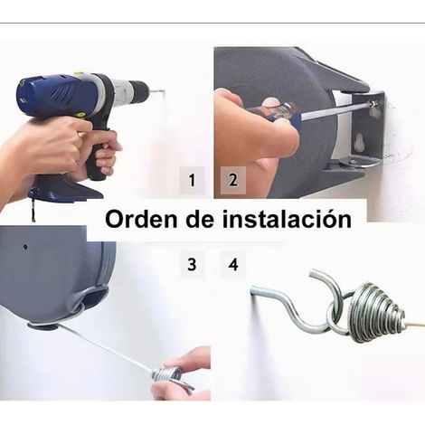 Sèche-Linge Rétractable 49,2ft Corde PVC ABS 30lbs Charge Porte-Manteau Clothesline Prise Murale 3 Plaque Couvercle Plaque (1/5)