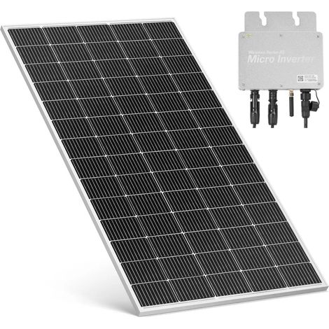 MSW – Panneau solaire photovoltaïque pour balcon 300 W – Monocristallin avec onduleur intégré – Câble 5 m – IP65 pour protection optimale (1/5)