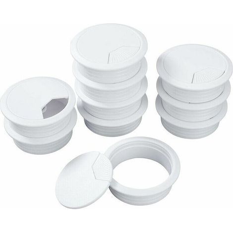 Fil de Câble de Bureau Blanc Passe-Câbles Cordon à Œillets en Plastique pour Ordinateur de Bureau Pc 60mm 10 Pièces,-Versailles (1/5)