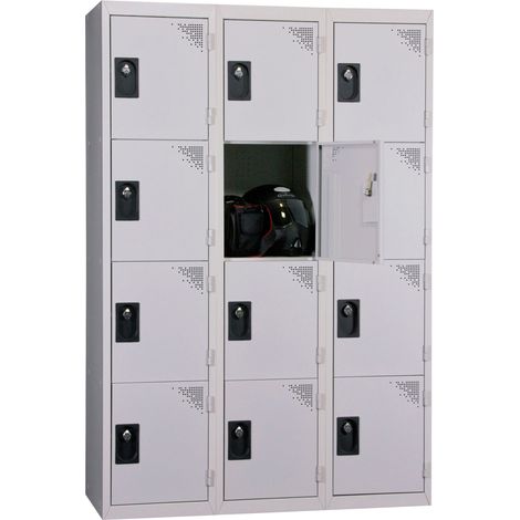 PROVOST - Vestiaire multicases monobloc Provost - 3 colonnes × 4 cases en acier gris