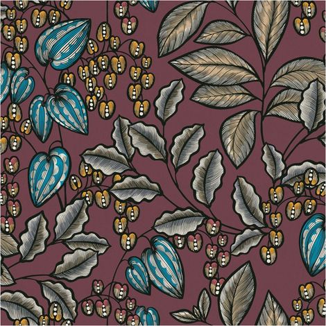 Flowers wallcovering wall Profhome 377546 non-woven wallpaper smooth with floral pattern matt red beige blue yellow 5.33 m2 (57 ft2) (1/5)