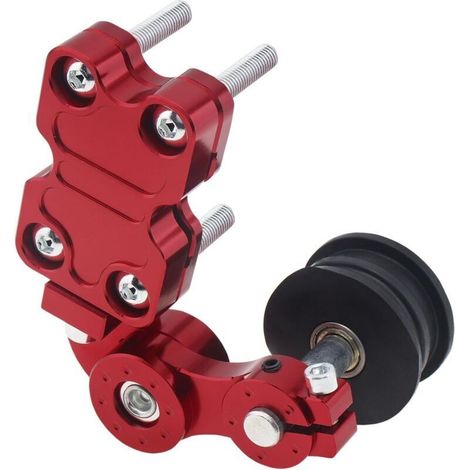 Tendeur de chaîne à poulie, tendeur de chaîne automatique en aluminium pour moto, outil de réglage par rouleau (rouge)