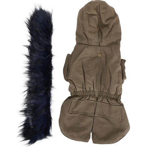 Vêtements pour animaux de compagnie : manteau chaud militaire à col en fourrure surdimensionné pour chiens de taille moyenne (1/5)