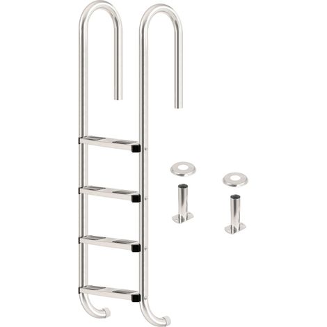 Zelsius Edelstahl Poolleiter mit 4 Stufen, 50 x 26,5 x 157 cm, mit Rutschsicherung, Pool Einstieg