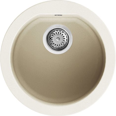 Elleci LGFROU62 Fox Round Lavello da Incasso 1 Vasca Circolare in Granitek con Protezione Antibatterica (45x45x21.5 cm) colore Bianco Antico (1/6)