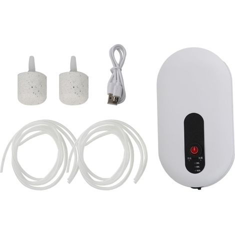 Aérateur pour aquarium à poissons, pompe d'aération rechargeable pour appâts vivants, double tuyau, portable et léger