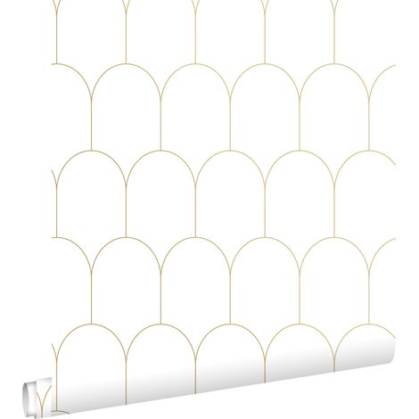 papier peint art déco blanc et or  - ESTAhome (1/5)