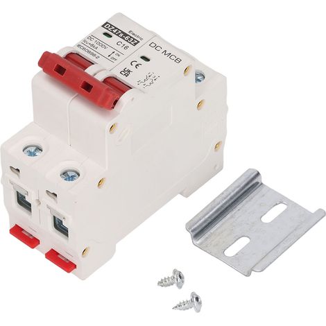 Disjoncteur 2P 16A DC 1000V avec rail DIN, protection contre les surcharges pour système solaire photovoltaïque, interrupteur de sécurité. (1/5)
