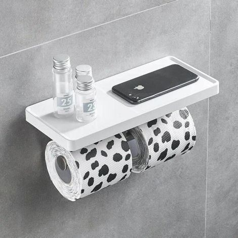 royaluxe - Porte-papier toilette, montage mural, blanc (1/5)