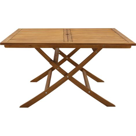 Mesa de jardín cuadrada plegable de madera maciza 140 cm SANTIAGO (1/4)