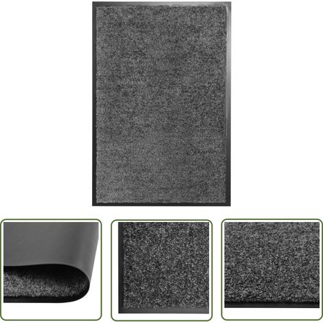 The Living Store Paillasson lavable Anthracite 40x60 cm - Tapis D'entrée - Paillasson Extérieur - Paillasson Intérieur - Matelas D'accueil - Tapis Absorbant (1/5)