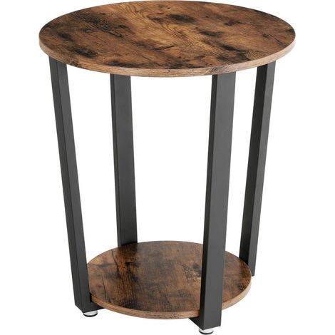 Mesa auxiliar mesa redonda estilo industrial fácil montaje estructura de hierro para salón dormitorio 57 cm estable retro marrón 120003020 (1/2)