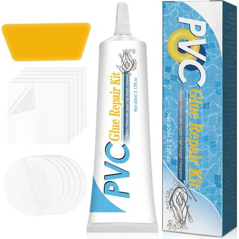 Kit Reparation Piscine, Kit Reparation Spa Gonflable, Rustine Piscines, Reparation Liner Piscine, Transparente Kit Reparation Piscine Colle PVC pour Bouées, Produits gonflables, Matelas et Bateaux (1/5)