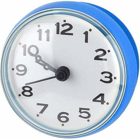 (blue)mini Waterproof Wall Clock With Suction Cups For Bathroom Kitchen Living Room Bedroom (1/5)